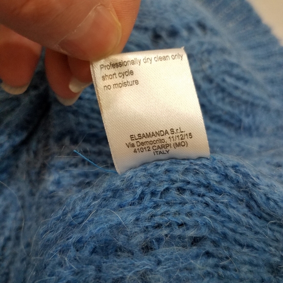 Elsamanda Pointelle Made in Italy Blue Sweater L - Picture 7 of 15